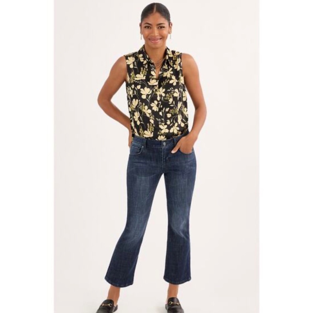 CABI Kick Back Kick Flare Jeans in Deep Sea Wash